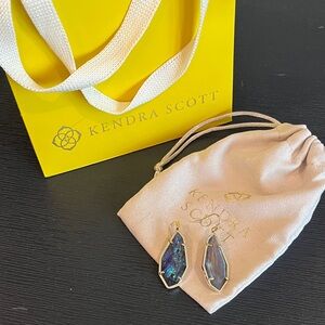 Kendra Scott Blue Iridescent Teardrop Earrings Gold Hardware